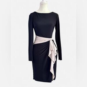 Lauren Ralph Lauren Petite Black Wrap Accent Cocktail Dress | Size 2P